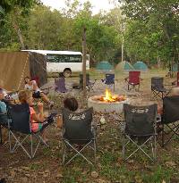 Relaxing at the semi-permanent Safari camp in Kakadu |  <i>Rhys Clarke</i>