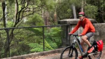 Cycling through Leura Cascades