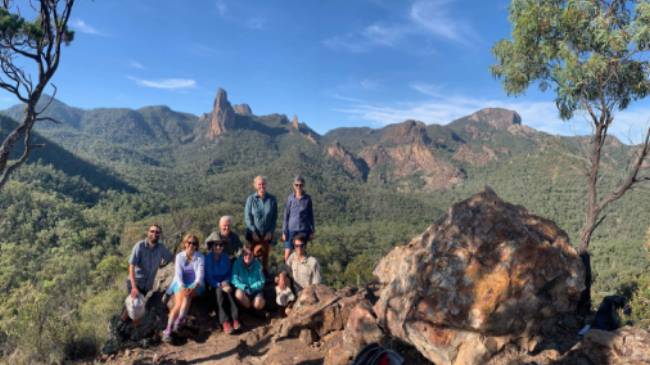 Enjoying the magical Warrumbungles from Macha Tor, with the Breadknife and the Belougery Spire in the background.

 | Michael Buggy