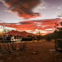 Sunset over our semi-permanent eco-camp on the Larapinta Trail | #cathyfinchphotography