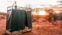 Enjoy a hot shower at our exclusive, semi-permanent eco-camps on the Larapinta Trail |  <i>#cathyfinchphotography</i>