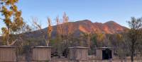 Our Fearless exclusive eco-comfort camp, with Mt Sonder behind | #cathyfinchphotography