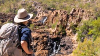 Looking down at falls