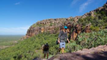 Kakadu Walking Adventure,Rhys Clarke Trekking in to the stone country on the Nourlangie Massif, Kakadu