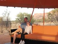 The Larapinta Semi-Permanent camps have a stunning lounge with great views over the Ranges |  <i>Chris Buykx</i>