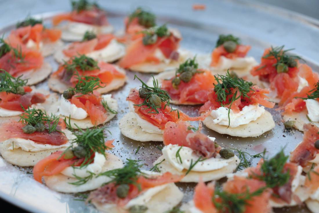 Smoked salmon canapes may be served on a Larapinta trip |  <i>Ayla Rowe</i>