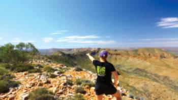 Larapinta Trail, Northern Territory,Linda Murden Feeling on top of the world as we descend down Mount Sonder