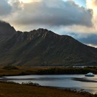 Expedition Vessel Odalisque III moored under Mt Rugby | Tim Grey