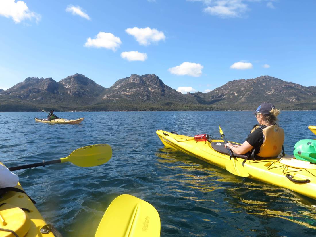 Kayaking in Coles Bay beneath the Hazards |  <i>Ashton Sayer</i>