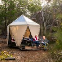 Sleep comfortably in our spacious tents on Flinders Island |  <i>Lachlan Gardiner</i>