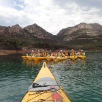 Kayaking on Coles Bay, beneath the Hazards