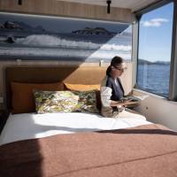 The Coastal Cabins on board Expedition vessel Odalisque reflect the colours of Tasmania's east coast