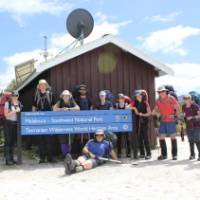 A group of excited trekkers at the start of the 9 day South Coast Track | Phil Wyndham