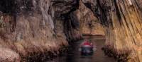 Travel through a network of sea caves