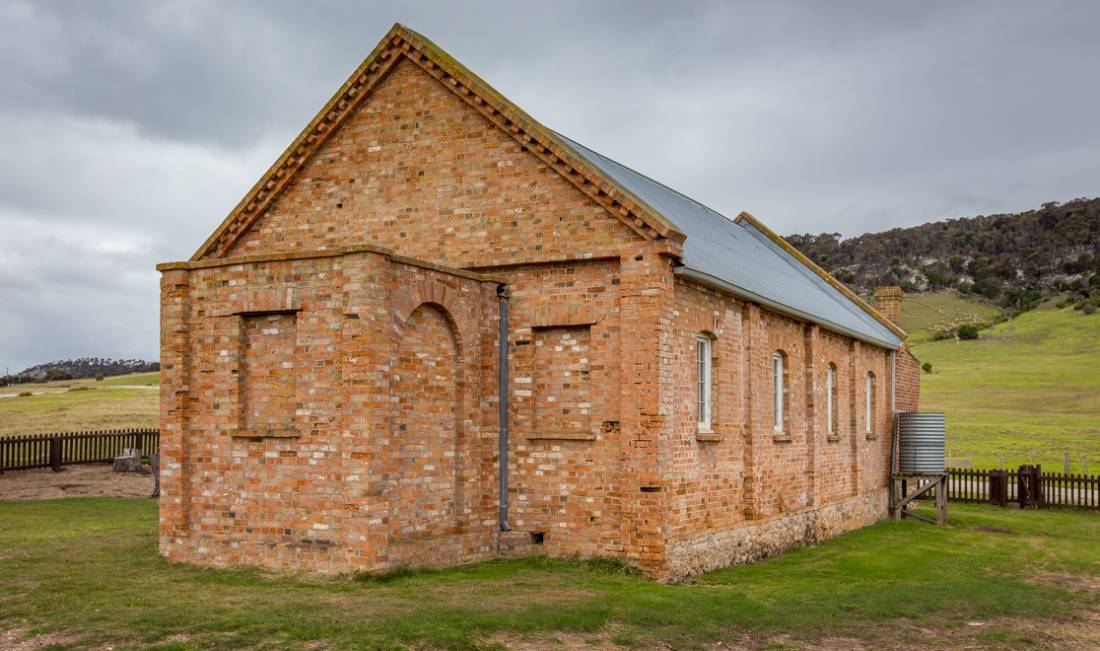 The graveyard near Wybalenna Chapel contains unmarked Aboriginal graves. Around 300 Aboriginals were ‘delivered’ there during its time as a mission. |  <i>Dietmar Kahles</i>