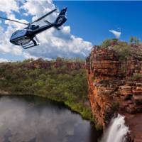 Helicopter over Eagle Falls in the Kimberley