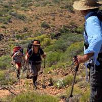 Trekking up gully Cape Range