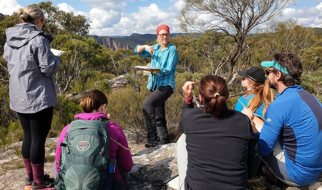 Caro Ryan presenting a navigation course in the Blue Mountains |  <i>Rachel Diamond</i>