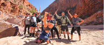 Happy group of hikers on the Larapinta Trail | Luke Tscharke
